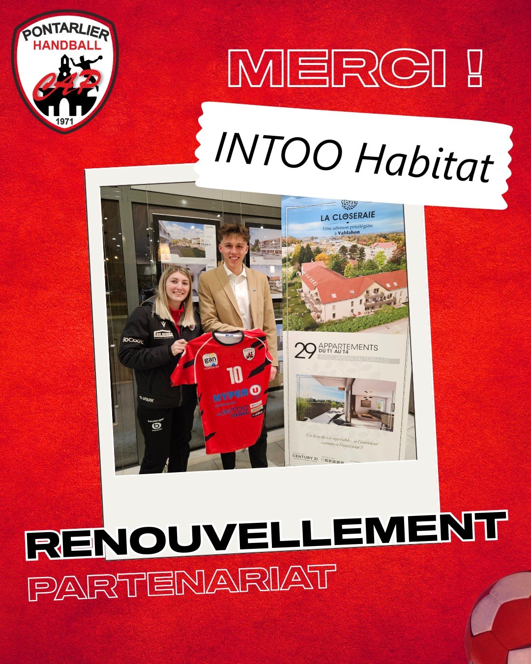 INTOO Habitat partenaire du CA Pontarlier Handball : un engagement local fort