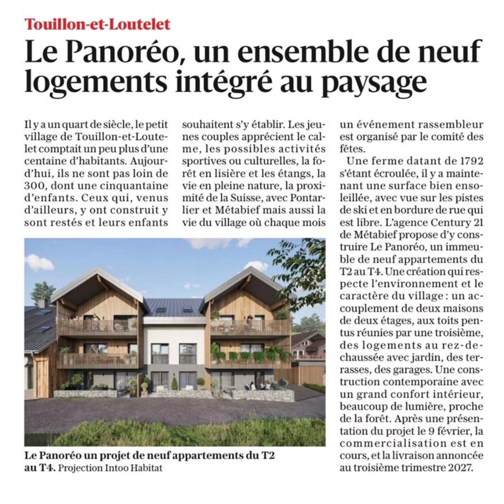 Le Panoréo : un programme immobilier neuf intégré au paysage à Touillon-et-Loutelet