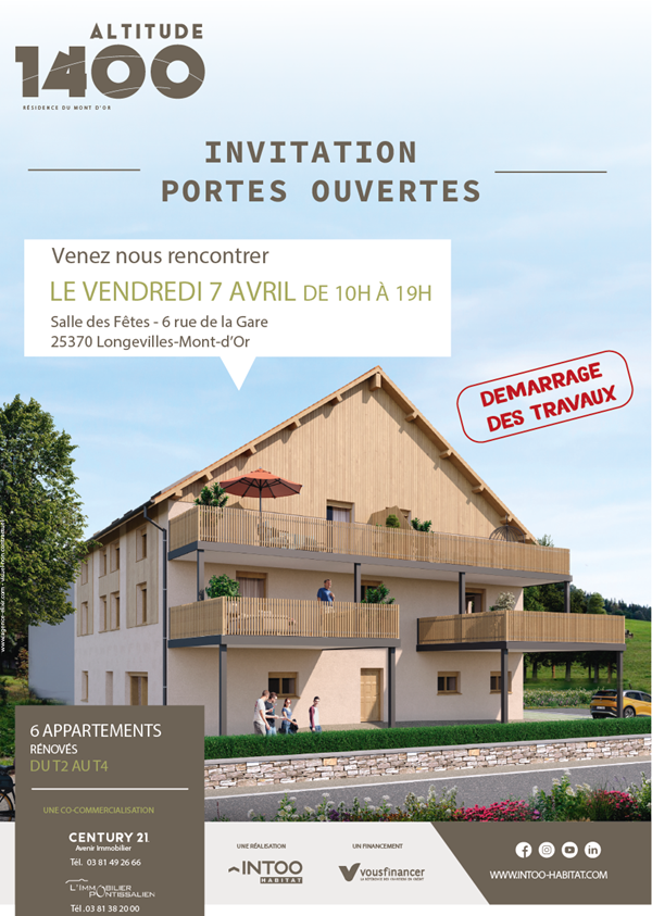 PORTES OUVERTES : Résidence &quot;Altitude 1400&quot; aux Longevilles-Mont- d&#39;Or
