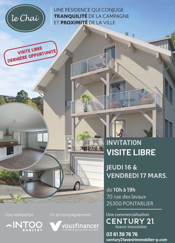 VISITE LIBRE : Résidence &quot;Le Chai&quot; à Pontarlier - Dernière opportunité !